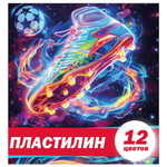 Пластилин 12цв. "Футбол" 240 гр, стека пластиковая, в коробке (Центрум)