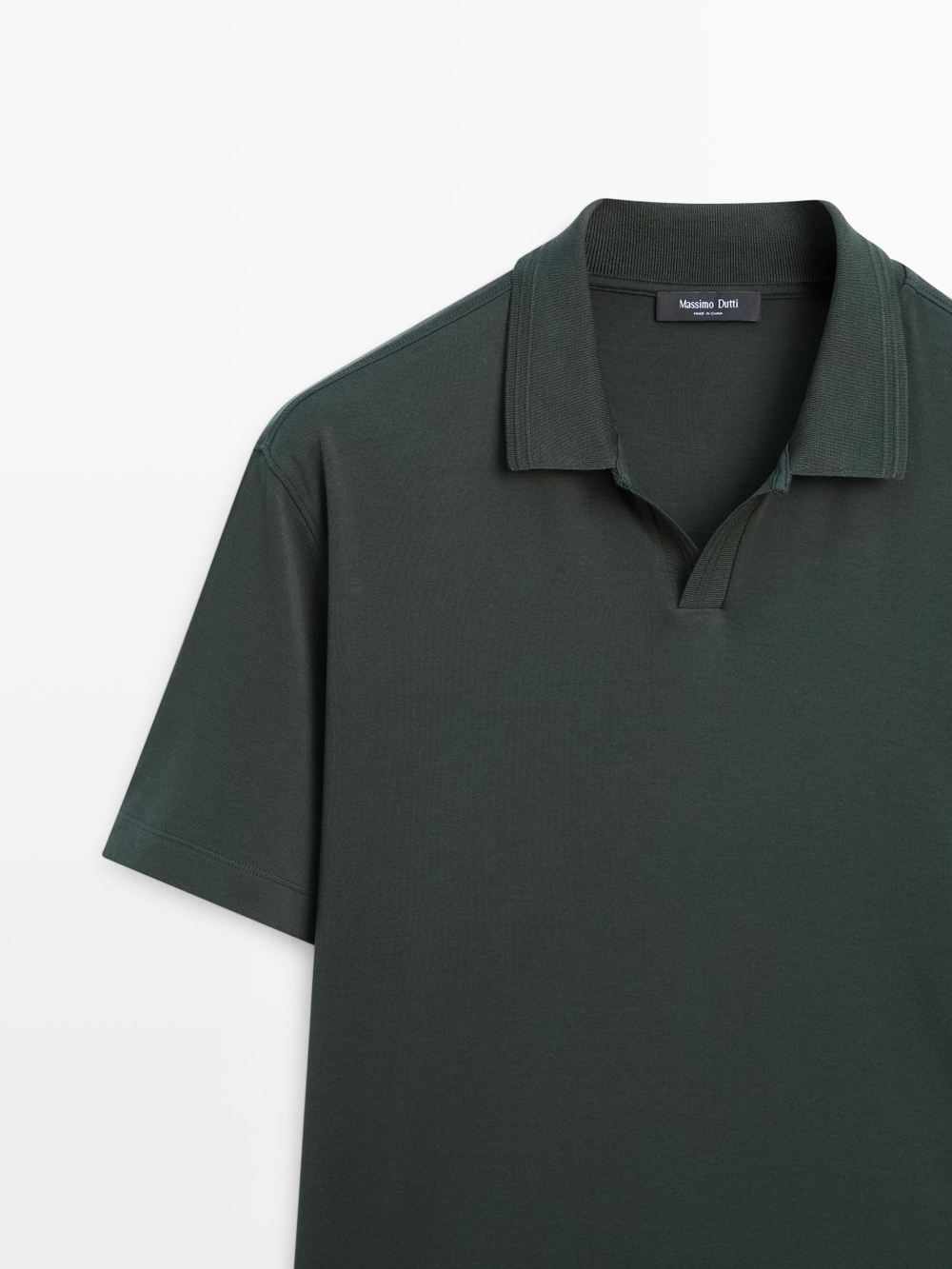 Massimo Dutti Поло из 100% хлопка с короткими рукавами, бутылочный