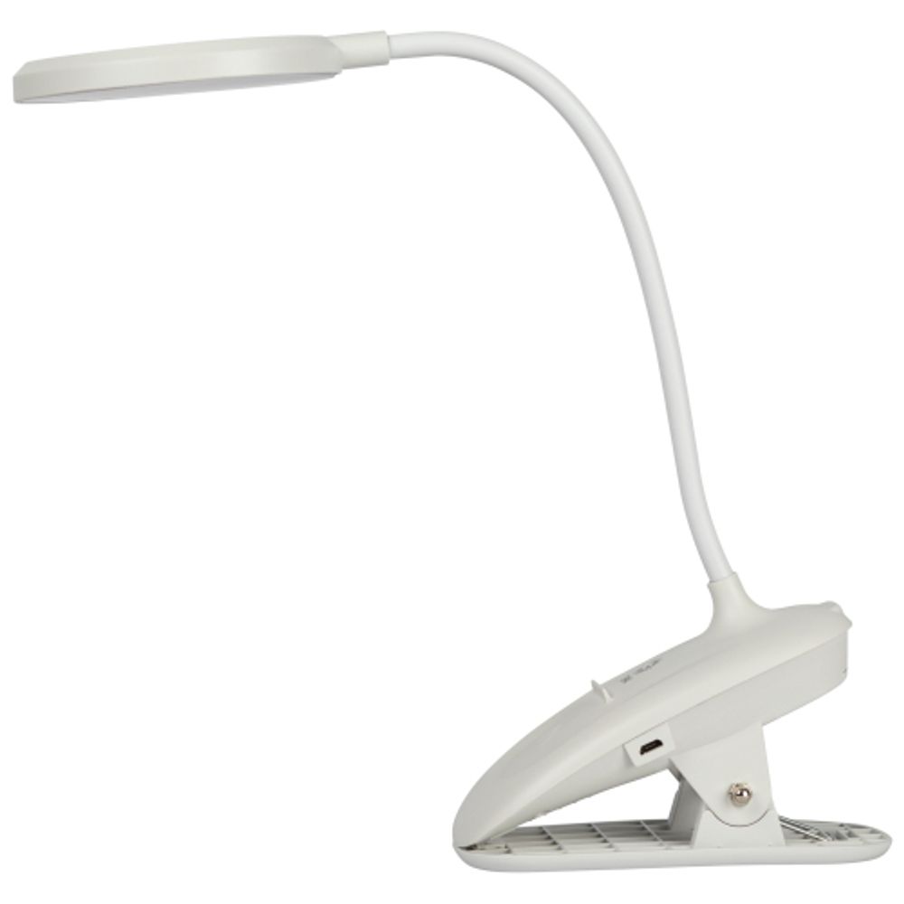 Настольный светильник ЭРА NLED-513-6W-W светодиодный аккумуляторный на прищепке белый