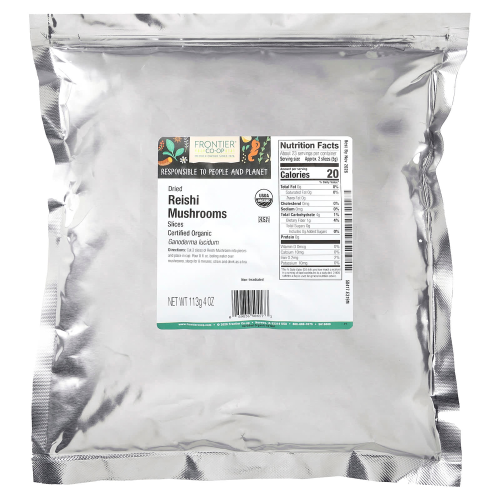 Frontier Co-op, Органические сушеные грибы рейши, ломтики, 113 г (4 унции)