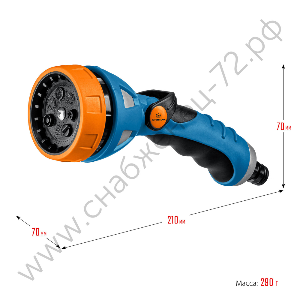 GRINDA XM-7, 7 режимов, металлический с TPR, поливочный пистолет, PROLine (429150)