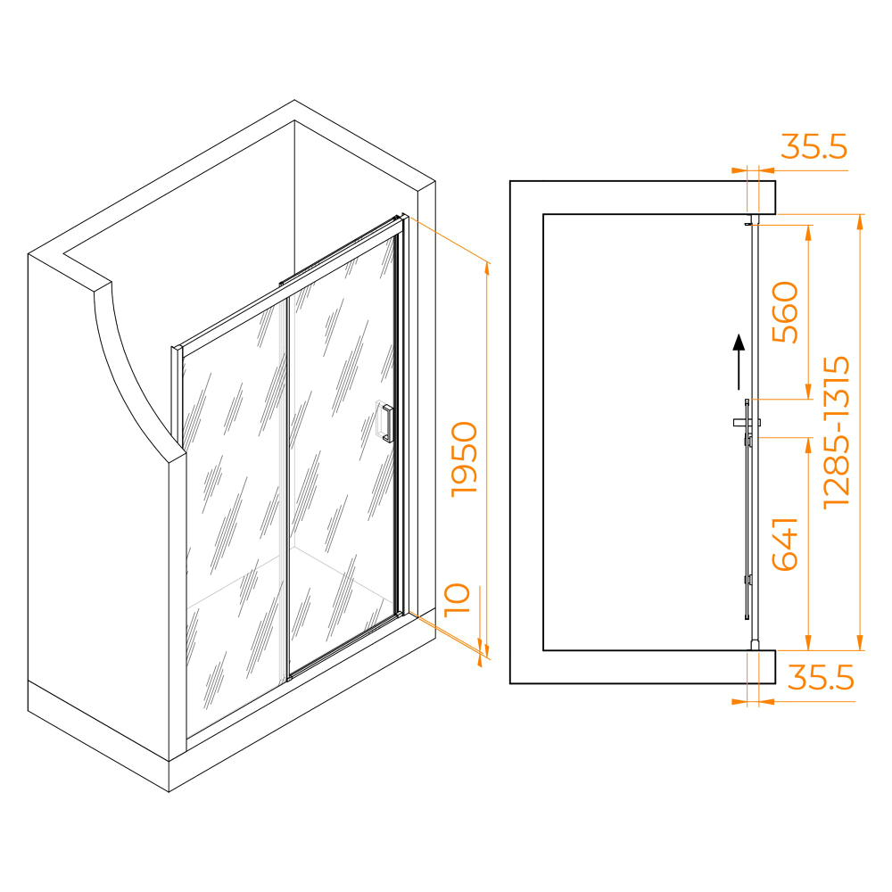 Душевая дверь RGW PA-017 (Матовое-Сатинат, 1300)