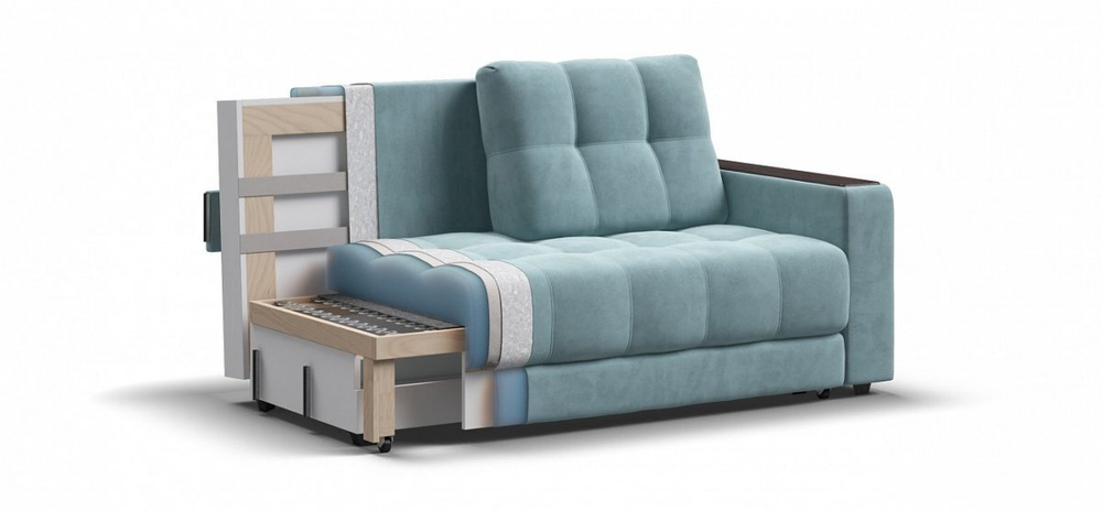 Диван Босс двухместный Велюр Монолит аква