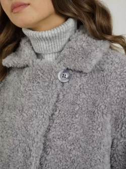Шуба женская чебурашка тедди пальто из шерсти мериноса, серый, SilverFox