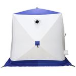 Палатка зимняя куб СЛЕДОПЫТ, 1,9х1,9,  h-2,05 м, S по полу 3,6 кв.м, 3 слоя, цв. синий/белый