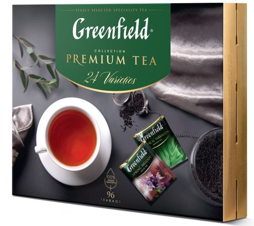 Чай GREENFIELD Premiu ассорти 24 вкусов, НАБОР 96 пакетиков