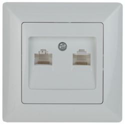 Розетка Intro Solo 4-304-01 информационная двойная 2xRJ45, СУ, белый