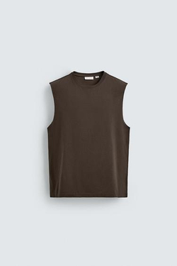 ZARA ЛЕГКАЯ МАЙКА СВОБОДНОГО КРОЯ, КОРИЧНЕВЫЙ