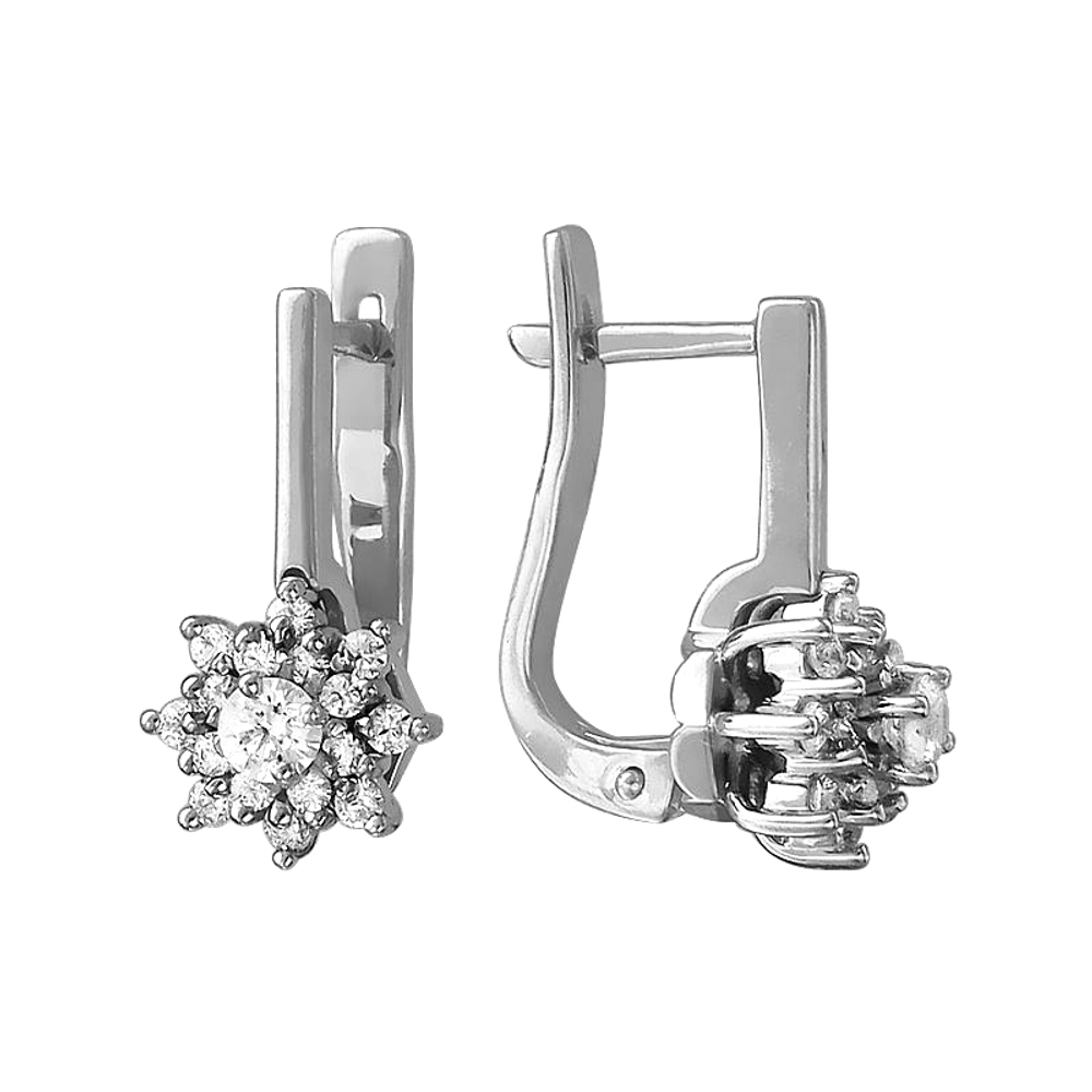 Серьги с фианитом из белого золота 585 пробы JA-S-1С126003