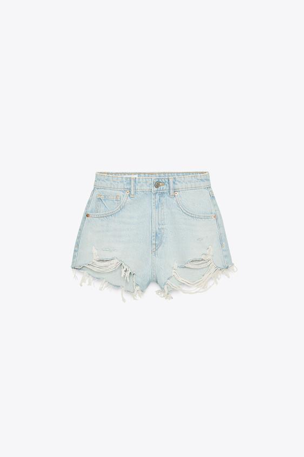 ZARА ДЖИНСОВЫЕ ШОРТЫ TRF С ВЫСОКОЙ ПОСАДКОЙ, ГОЛУБОЙ