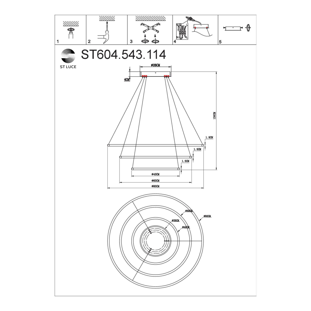 ST604.543.114 Светильник подвесной ST-Luce Белый/Белый LED 1*114W 4000K