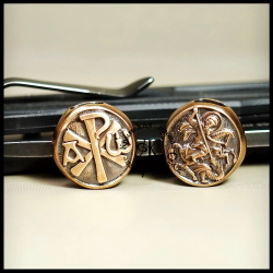 Темлячная бусина "Св. Георгий / Хризма" для ножей , бронза