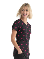 Топ медицинский женский HeartSoul HS638, черный, принт с единорогом, M