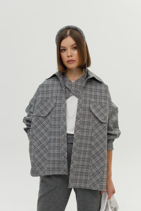 РУБАШКА ВИНСЕ СЕРАЯ КЛЕТКА