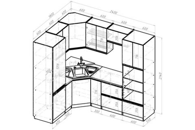 Кухонный гарнитур Адажио оптима 1800мм*2400мм