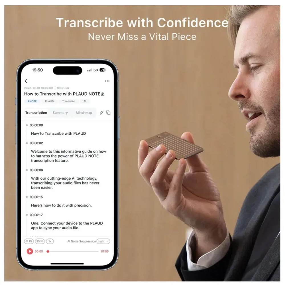 PLAUD NOTE - диктофон с искусственным интеллектом Chat GPT AI (поддерживает 57 языков)