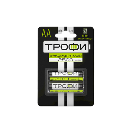 Аккумуляторы NiMH (никель-металлгидридные) Трофи HR6-2BL 2500 mAh GREEN POWER