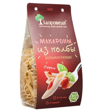 Макароны цельнозерновые из полбы "Перья", "Здороведа", 350г.