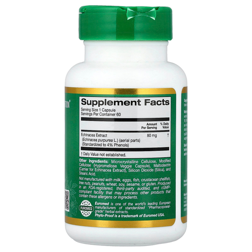 California Gold Nutrition, EuroHerbs™, экстракт эхинацеи, качество Euromed, 80 мг, 60 растительных капсул