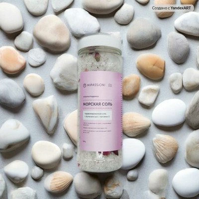 MiPASSiON Морская парфюмированная соль для ванны с бутонами роз, 500 гр