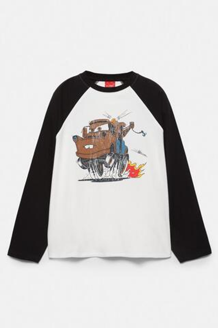 PULL&BEAR Футболка c принтом "Cars", желтовато-белый