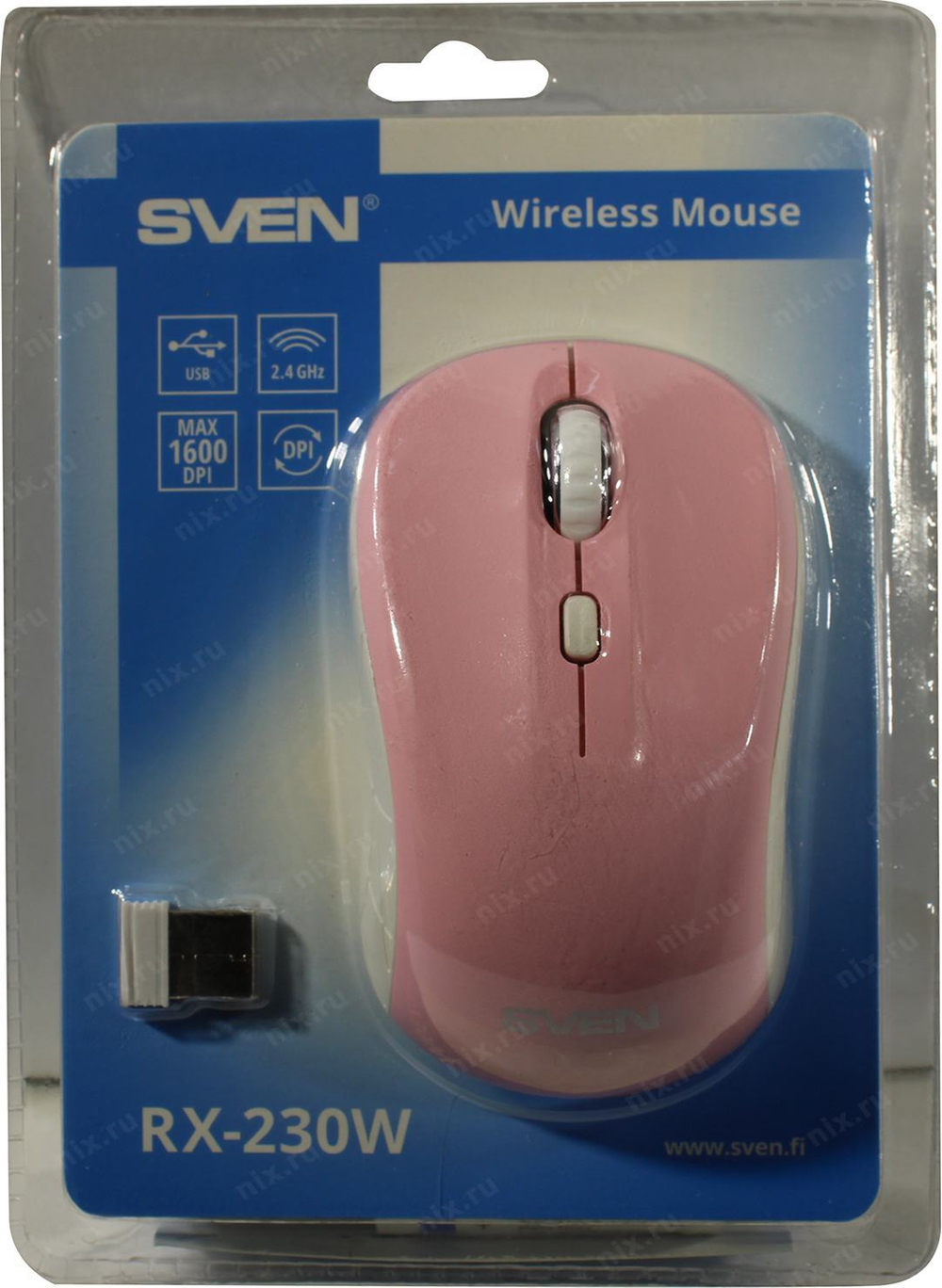 SVEN Wireless Optical Mouse &lt;RX-230W Pink&gt;  (RTL)  USB 4btn+Roll