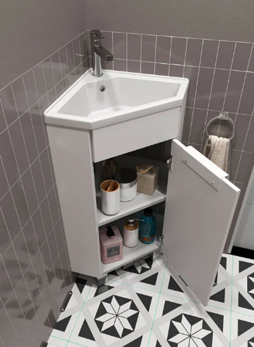 Тумба с раковиной Penta 37х37Н 1д. Белый глянец