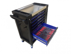 Инструментальная тележка с инструментом GW-8ST 248 BLUE SET (Great Wolf, 248поз), 8 ящиков, увеличенные колеса с тормозом, ЦЗ, усиленная