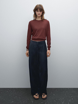 Massimo Dutti Свитер из смесового хлопка, коричневый