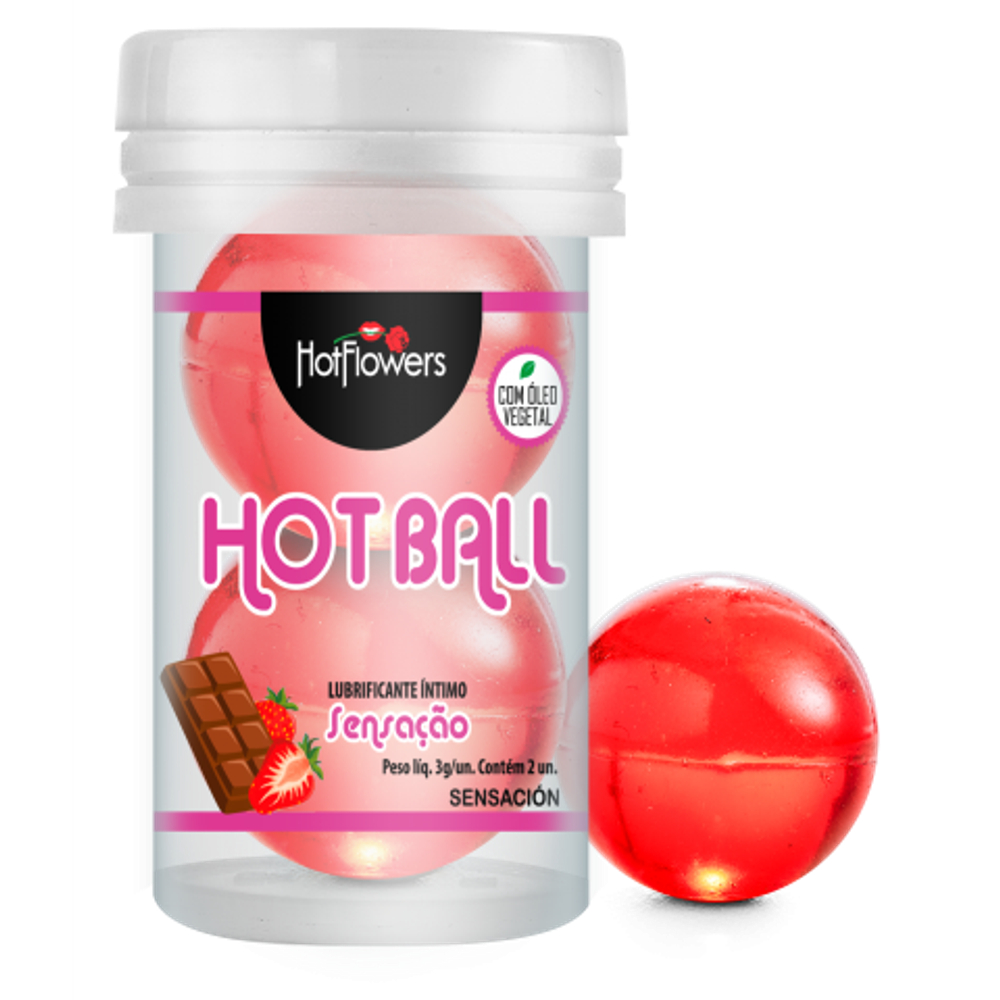Лубрикант AROMATIC HOT BALL на масляной основе в виде двух шариков (аромат клубники в шоколаде)