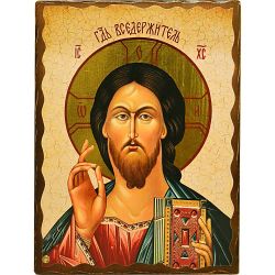 Господь Вседержитель. Афонская икона под старину с мощевиком. 