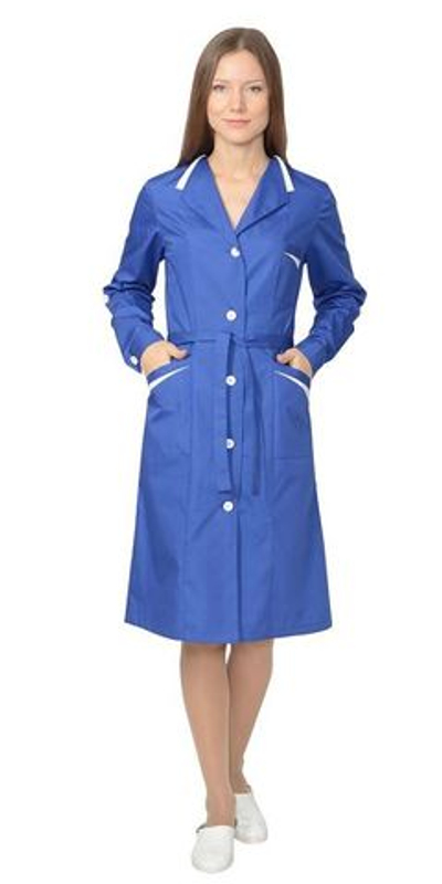 Халат васильковый с белым