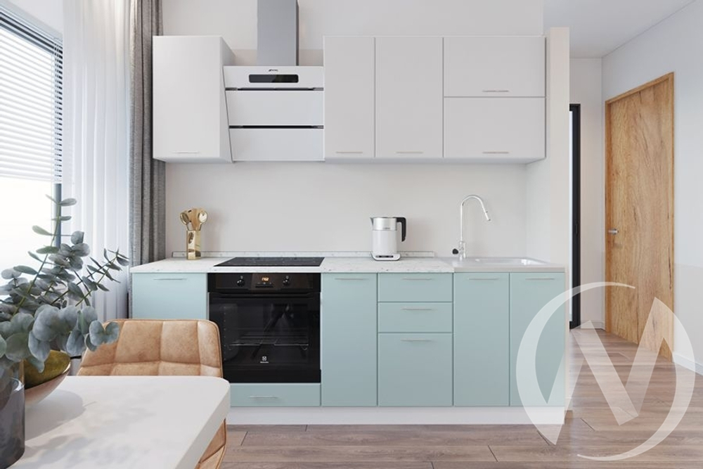 Кухня "Валерия-М" Айленд силк/Мята софт