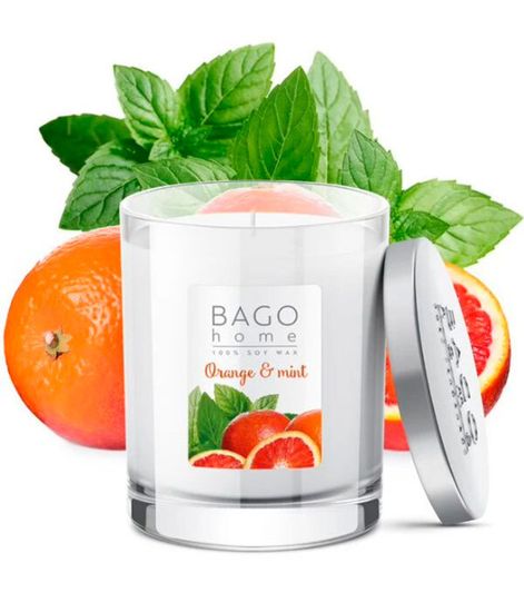 Апельсин с мятой, ароматическая свеча, Bago home