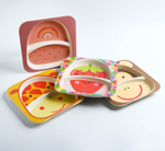 4298764 Тарелка 2-х секционная из бамбука, цвет МИКС