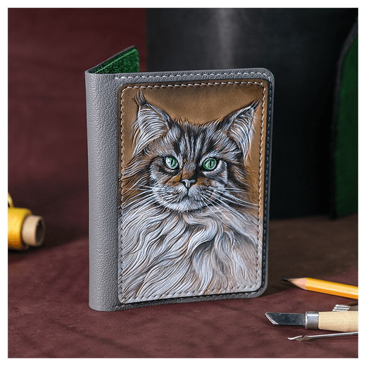 Кожаная обложка на паспорт «Кысь»