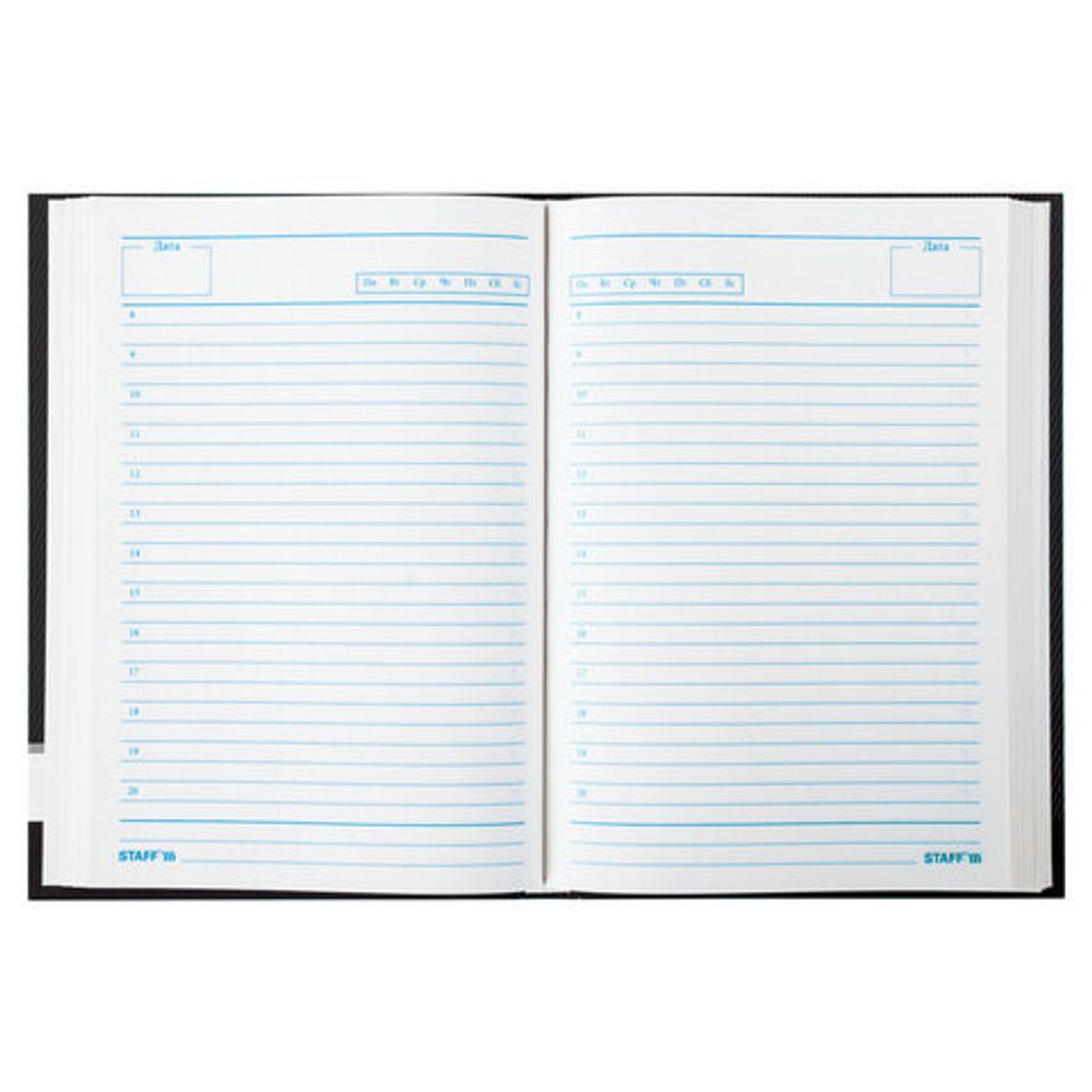 Ежедневник недатированный А5 (145х215 мм), ламинированная обложка, STAFF, 128 л., черный, 127055