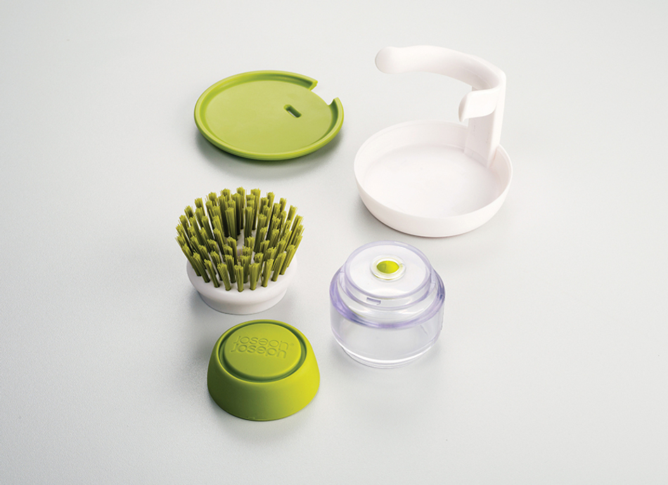 Щетка с дозатором моющего средства Palm Scrub™ зеленая, Joseph Joseph