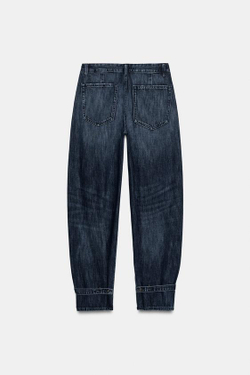 ZARA ДЖИНСЫ TRF BALLOON СО СРЕДНЕЙ ПОСАДКОЙ И ШЛЕВКАМИ, ИНДИГО
