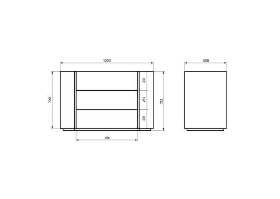 Комод Lagom 3 ящика ширина 100 см (орех, черный)