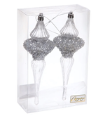 Елочные украшения "Сияние" 6*6*19.5 см (набор 2 шт), Серебро (Серпантин)