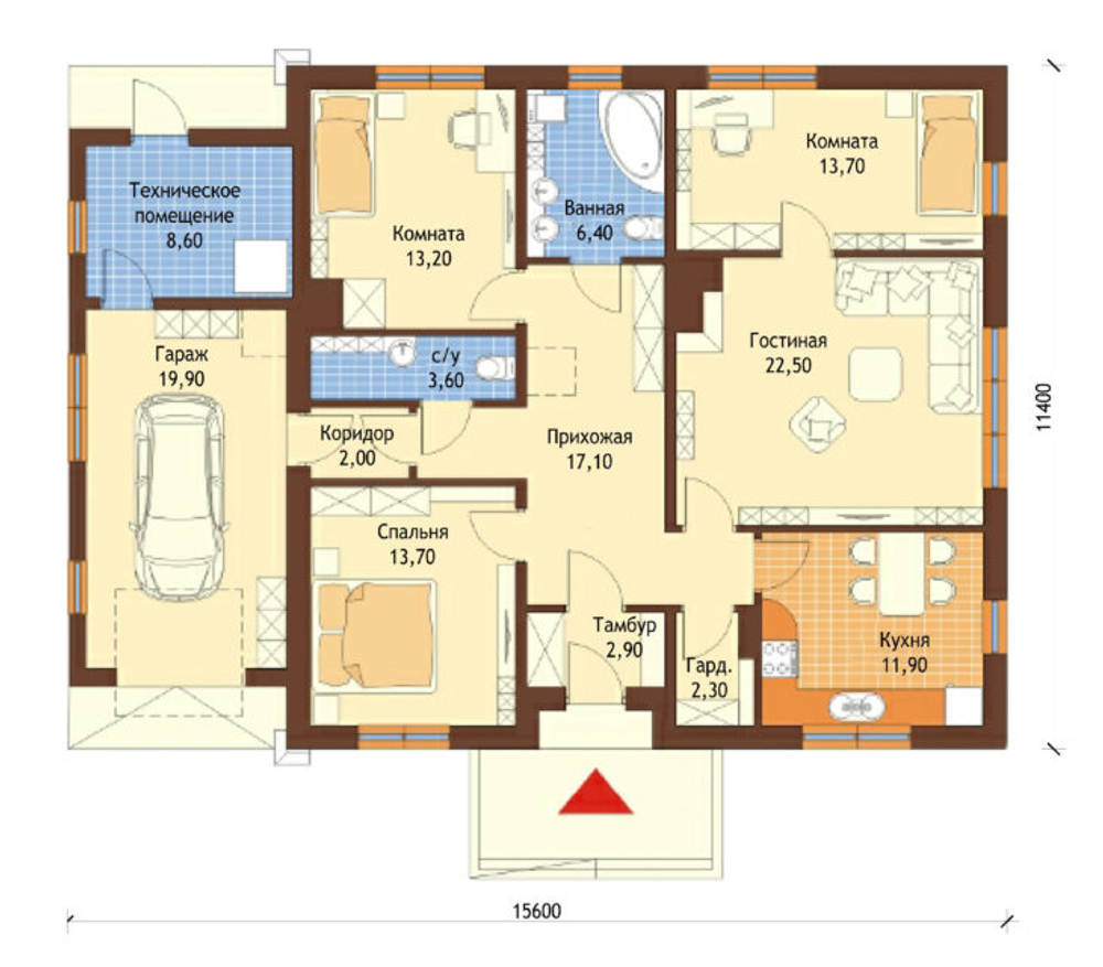 Проект Дома 63 кв. м К-173