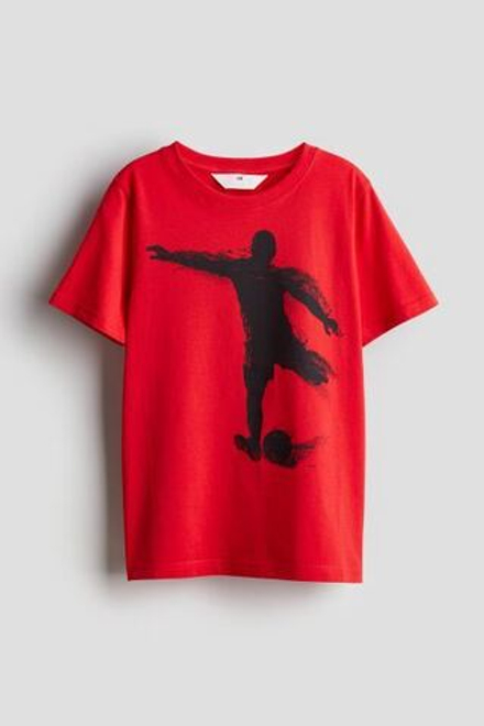 H&M Футболка из хлопка с принтом, красный