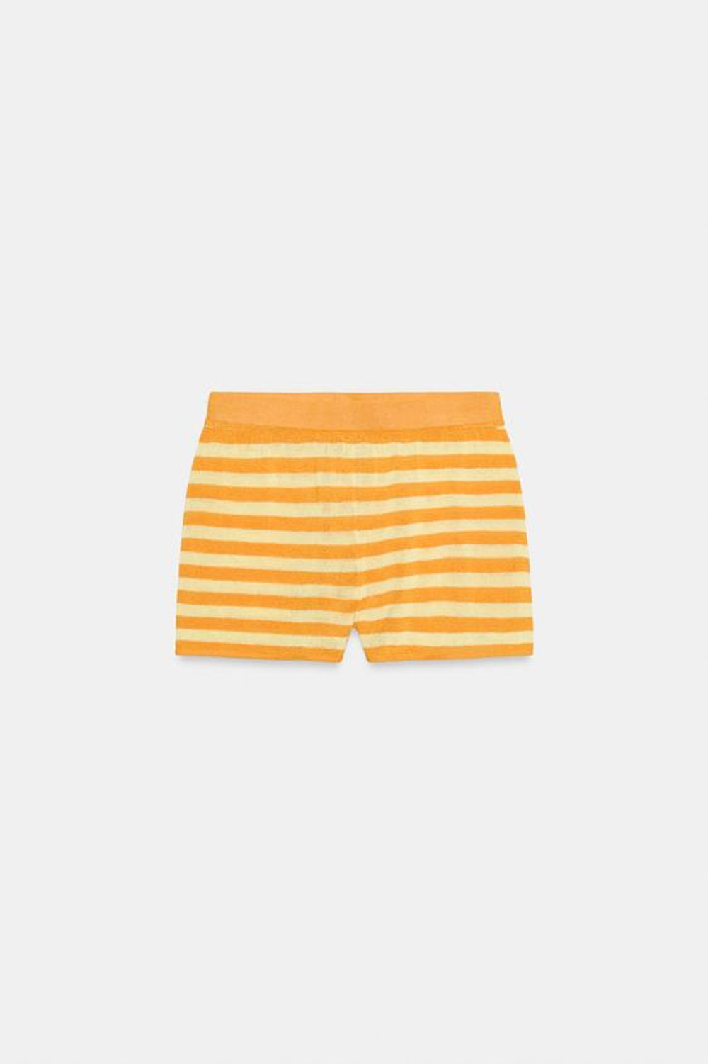 ZARA ТРИКОТАЖНЫЕ ШОРТЫ В ПОЛОСКУ, ОРАНЖЕВЫЙ/ЖЕЛТЫЙ