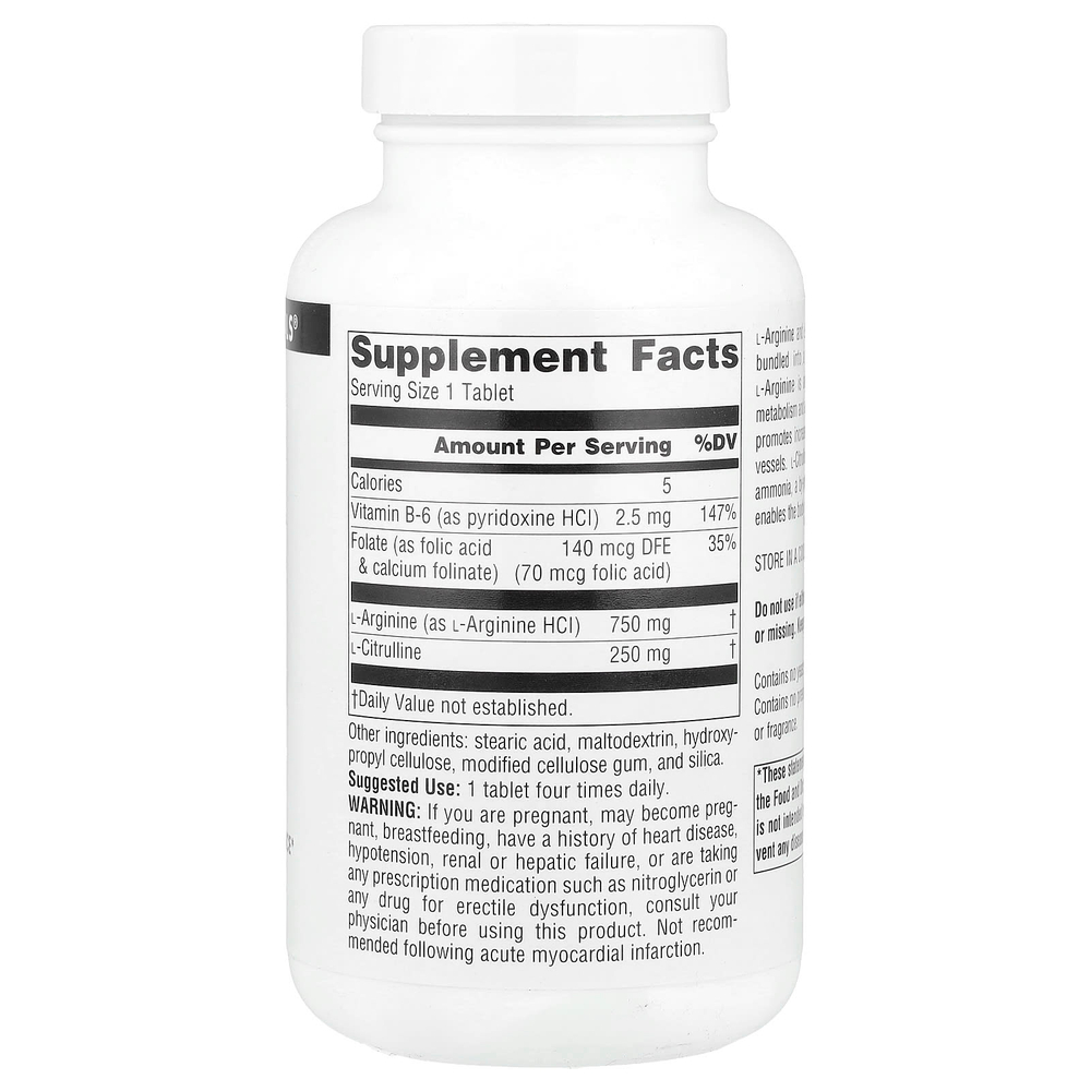 Source Naturals, комплекс L-аргинина и L-цитруллина, 120 таблеток