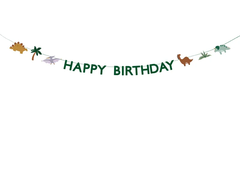 Гирлянда Happy Birthday "Динозавры" 3 м