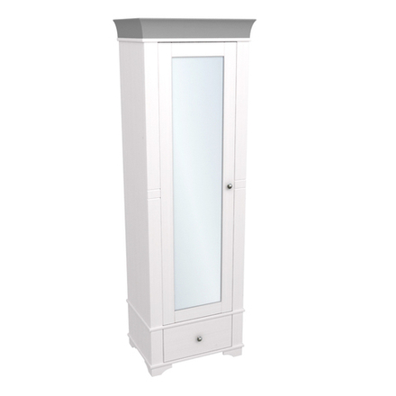 Шкаф 1-дверный с зеркалом «Бейли» белый воск/антрацит