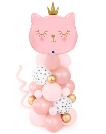 Стойка на шарах "Розовая кошечка с короной"