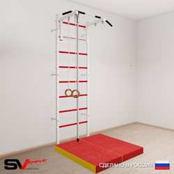 Шведская стенка Sv Sport 5134 (Турник стандарт/Канат/Кольца/Мат 1м)