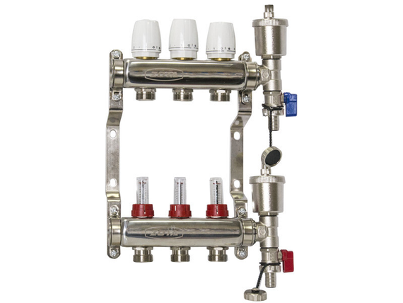 Коллектор ZOTA 10 расходомеры воздухоотводчик сливной клапан нержавеющая сталь 36656